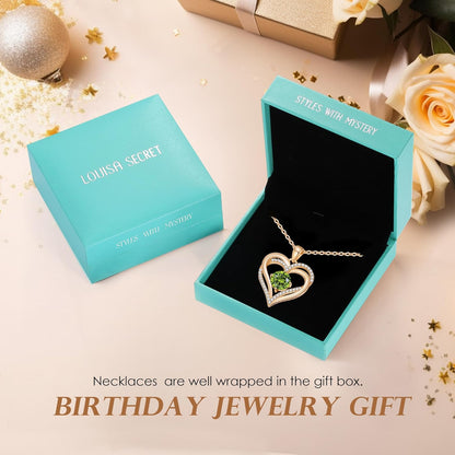 Love Heart Birthstone Necklaces for Women, Birthday Gift for Women, Anniversary Jewelry for Wife Her, 925 Sterling Silver Pendant Necklace, Mother'S Day Gift