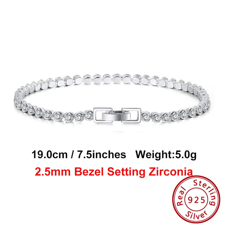4Mm round Cut Tennis Bracelet in 925 Sterling Silver White Gold Woman Men Bracelets Bangle Jewelry Hand Chain SB94
