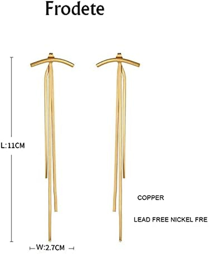 Gold Long Tassel Earrings for Women