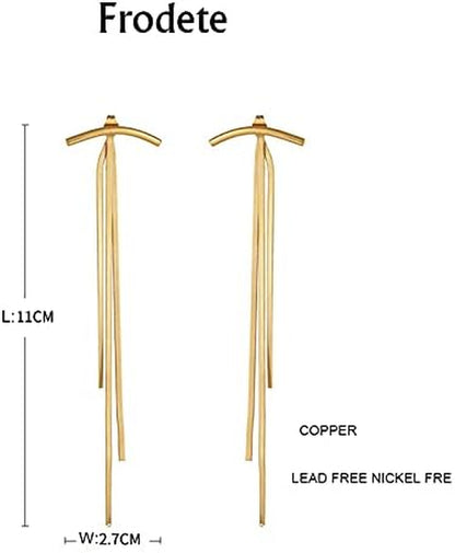 Gold Long Tassel Earrings for Women