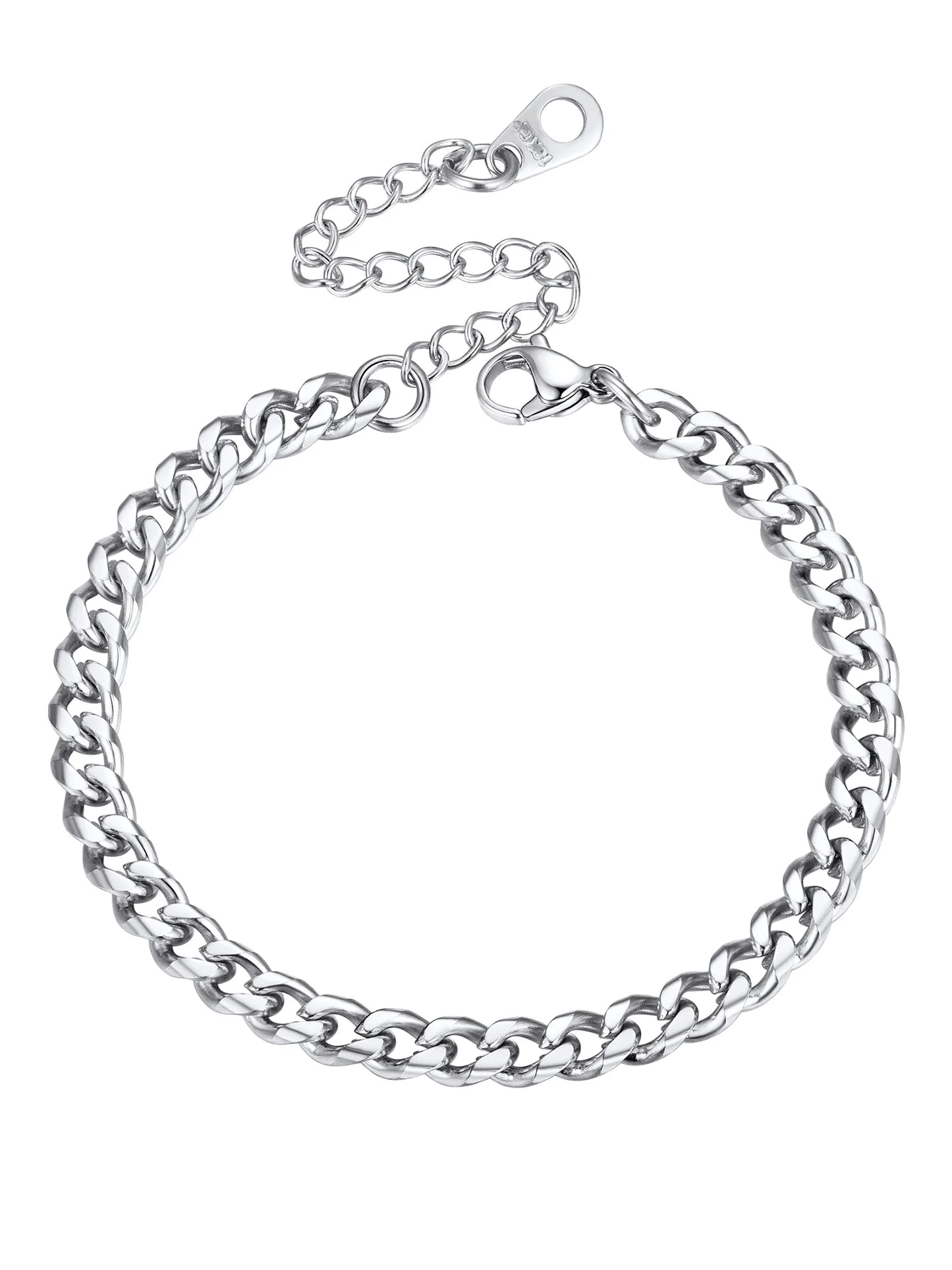 Cuban Chain Bracelet for Women Men 4.8MM Silver Wrist Bracelet 6.3 Inch Trendy Jewelry