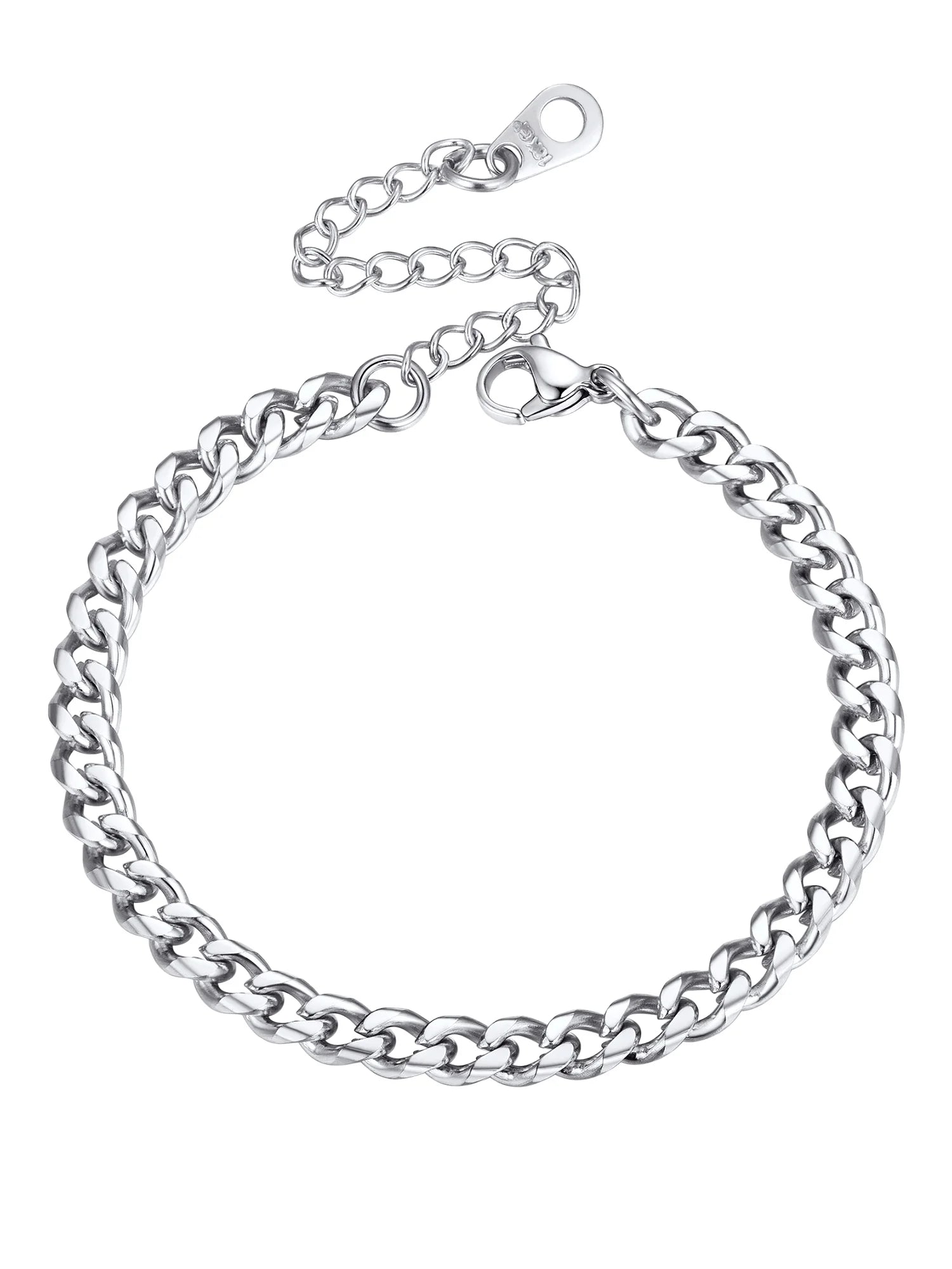 Cuban Chain Bracelet for Women Men 4.8MM Silver Wrist Bracelet 6.3 Inch Trendy Jewelry