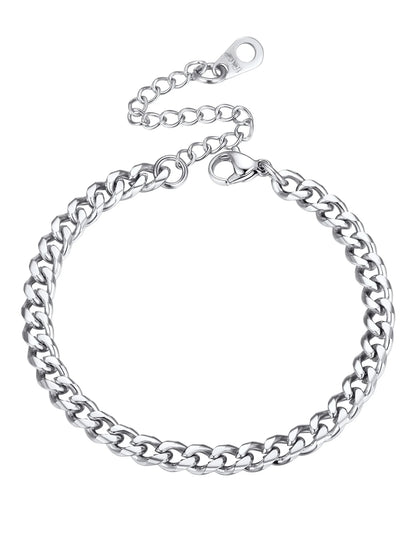 Cuban Chain Bracelet for Women Men 4.8MM Silver Wrist Bracelet 6.3 Inch Trendy Jewelry