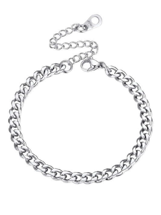Cuban Chain Bracelet for Women Men 4.8MM Silver Wrist Bracelet 6.3 Inch Trendy Jewelry
