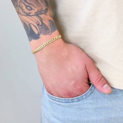 14K Real Yellow Gold Royal Monaco 5Mm Miami Cuban Link Bracelet (7"-9") Italian Jewelry for Men & Women