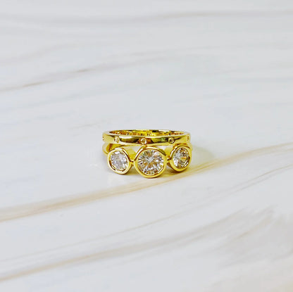Trio Bezel Stone Ring Set of 2