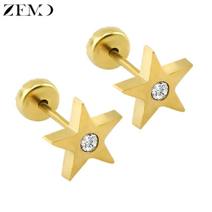 Flower Baby Earrings 316L Stainless Steel Small Stud Earrings Heart Kid Studs Ear Earrings Female Piercing Jewelry Women