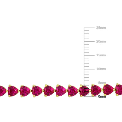 Women'S Created Ruby 18K Yellow Gold Plated Tennis Bracelet