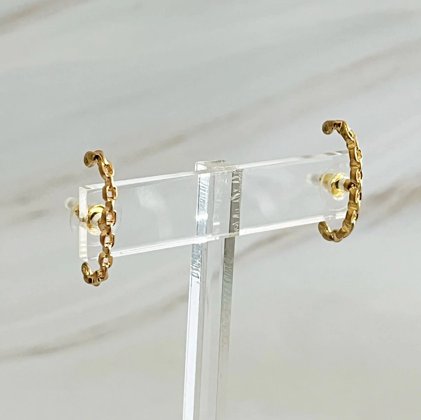 Chain C Shape Post Earrings