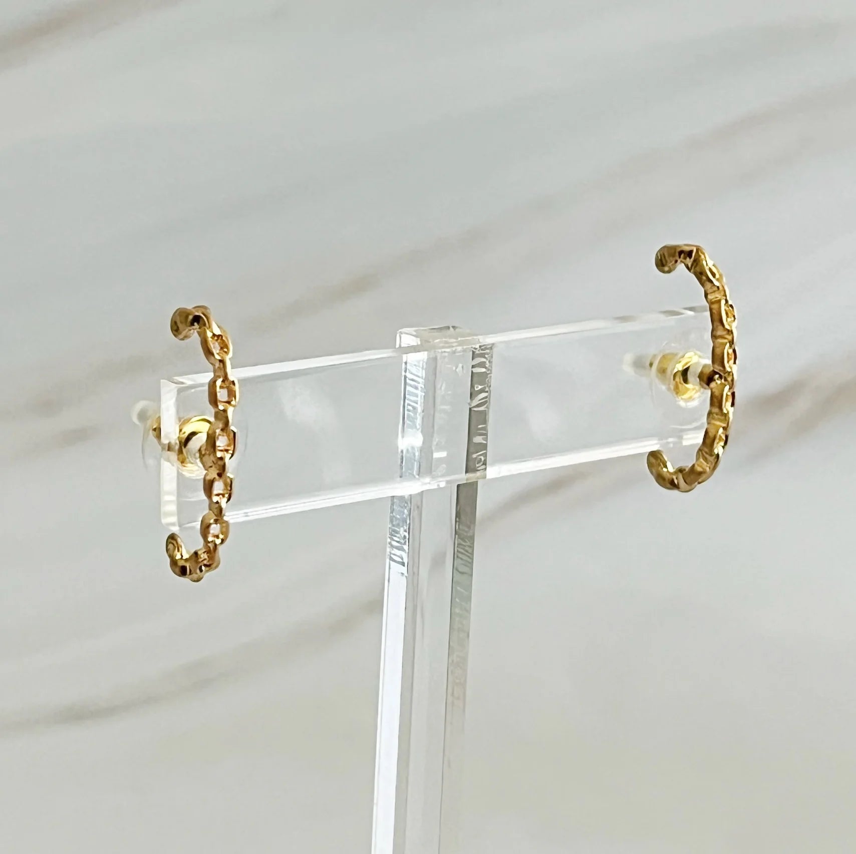 Chain C Shape Post Earrings