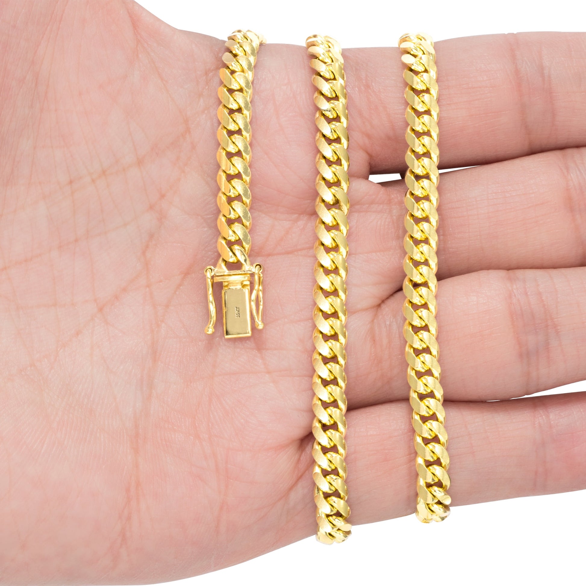 10K Real Yellow Gold Solid Miami Cuban Link 5Mm Chain Bracelet (7"-9") Italian Jewelry for Men
