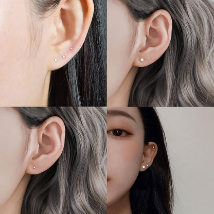Sterling Silver Stud Earrings for Women, Tiny Flat Dot Earrings Set | Small Hypoallergenic Circle Stud Earrings | Dainty round Tragus Cartilage Studs for Men (2Mm/3Mm/4Mm)
