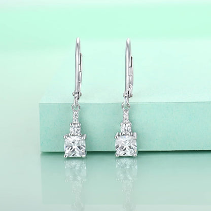 Women'S Dangle Earrings 925 Sterling Silver Princess Cut Leverback Earrings Gemstones Jewelry
