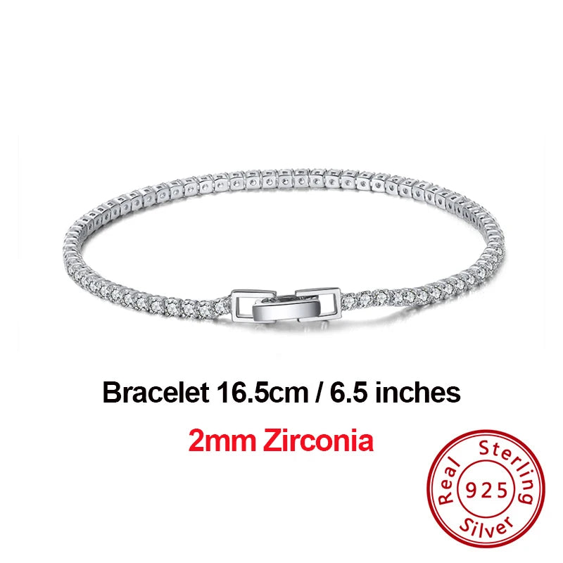 4Mm round Cut Tennis Bracelet in 925 Sterling Silver White Gold Woman Men Bracelets Bangle Jewelry Hand Chain SB94