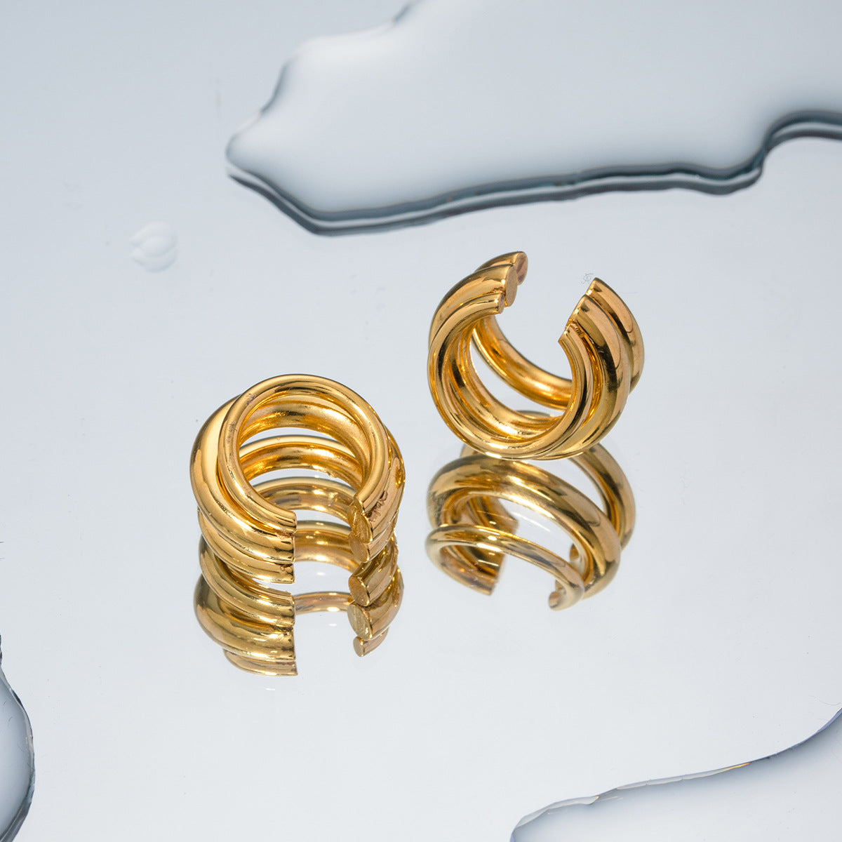 Tri-Ring Embrace Earrings