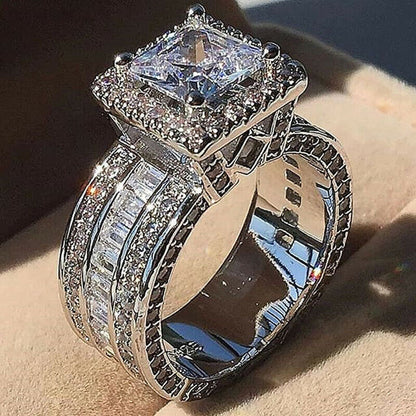 Gorgeous Cubic Zircon 925 Silver Plated Ring Charm Women Wedding Jewelry Sz 5-11