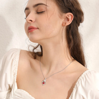 925 Sterling Silver Birthstone Necklace Rose Flower Heart Pendant Jewelry Christmas Valentines Mother'S Day Gifts for Women Mom Wife/Lover