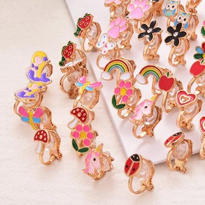 R2LE 24Pairs/Set Kids Clip-On Earrings Flower Heart Clip-On Earring Set for Girl