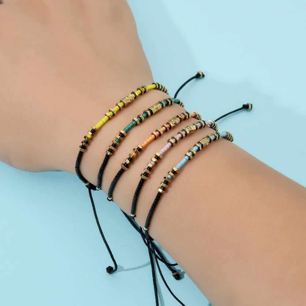 Trendy Miyuki Seed Beaded Bracelets Metal Friendship Bracelets Adjustable Wrap Bracelet Charms Boho Bracelet Bangles