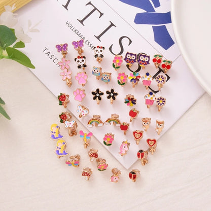 R2LE 24Pairs/Set Kids Clip-On Earrings Flower Heart Clip-On Earring Set for Girl
