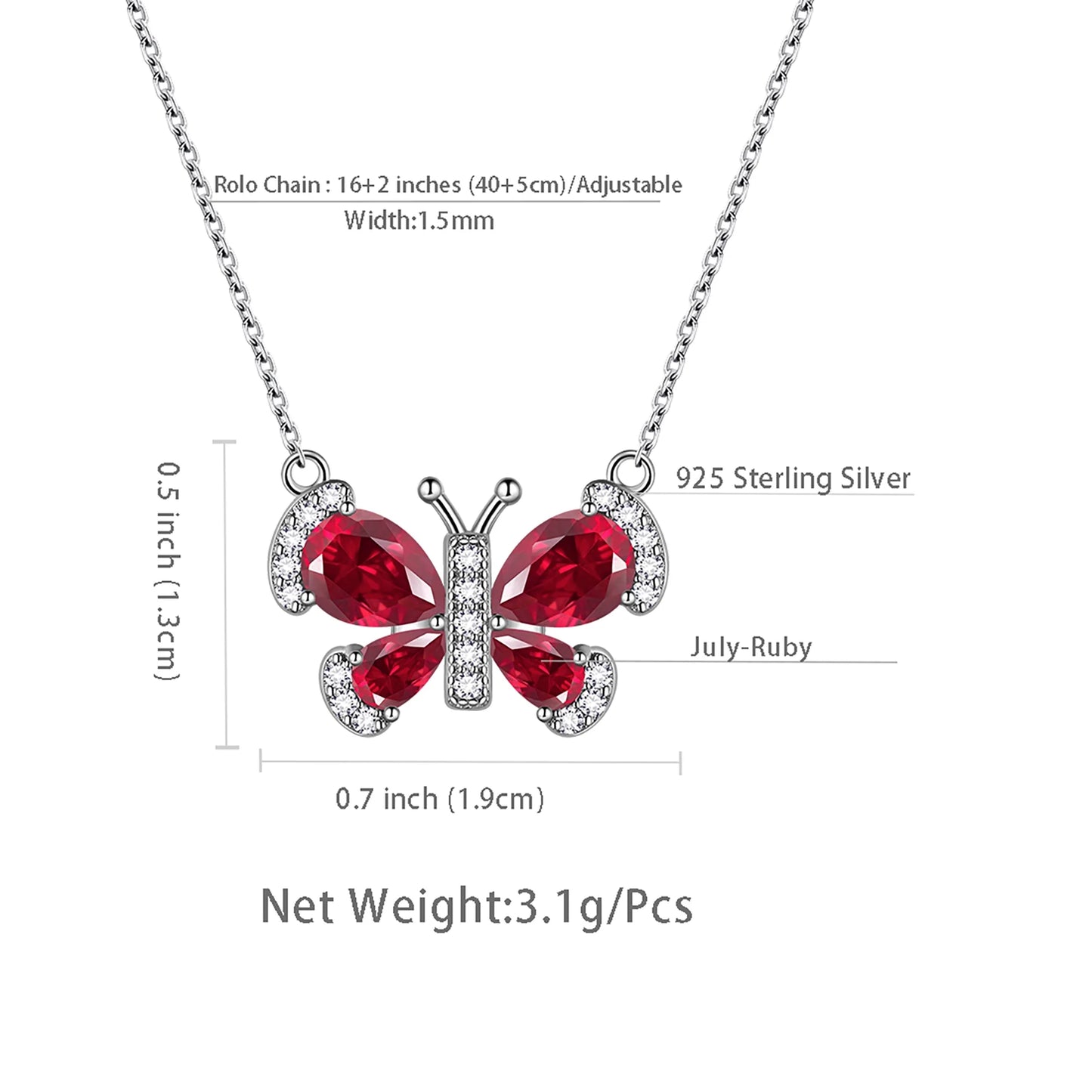 925 Sterling Silver Birthstone Necklace,Butterfly Pendant Necklace Fine Jewelry Anniversary Birthday Christmas Gifts for Women