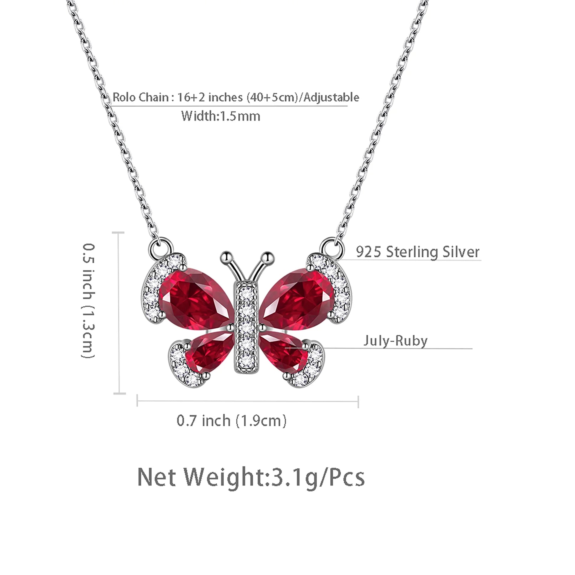 925 Sterling Silver Birthstone Necklace,Butterfly Pendant Necklace Fine Jewelry Anniversary Birthday Christmas Gifts for Women