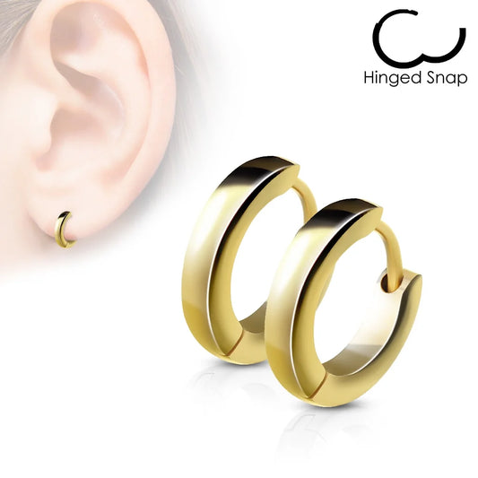 Steel Small Dome Hoop Huggie Earrings Pair 2.5 Mm Wide 20 GA Men Women Earrings Gold (Choose Color)
