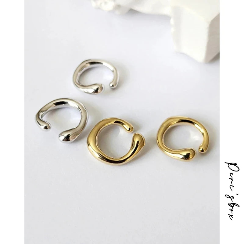 Solid Gold Color Earrings without Piercing Geometric round Ear Cuff Minimalist Cartilage Earrings Women Simple Jewelry