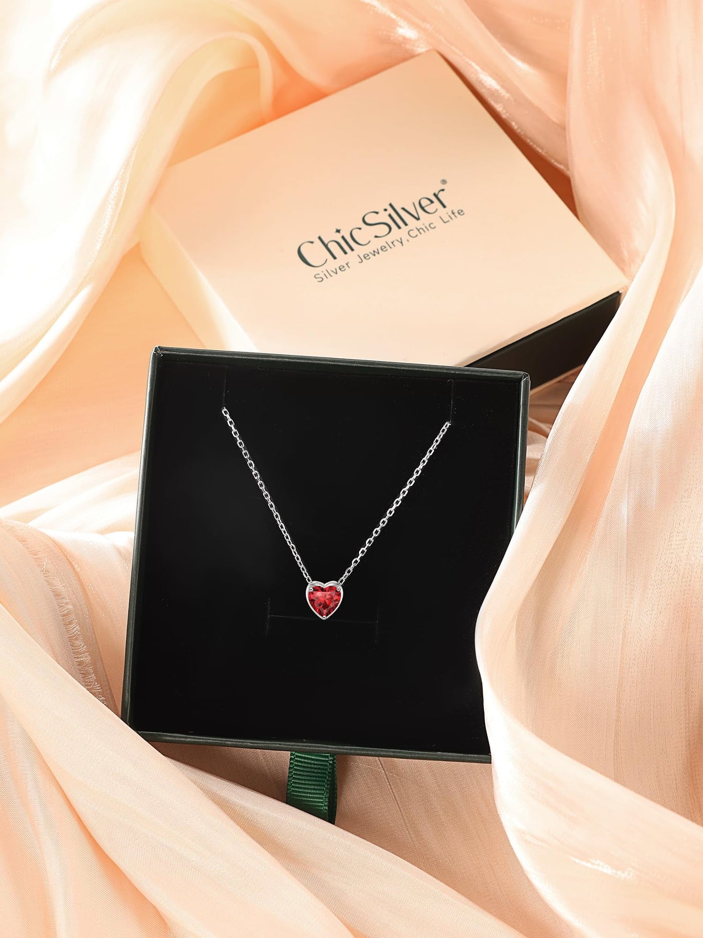 Heart Necklace Birthstone Necklaces 925 Sterling Silver Sparkly Pendant Jewelry Women Birthday Xmas Gift - November