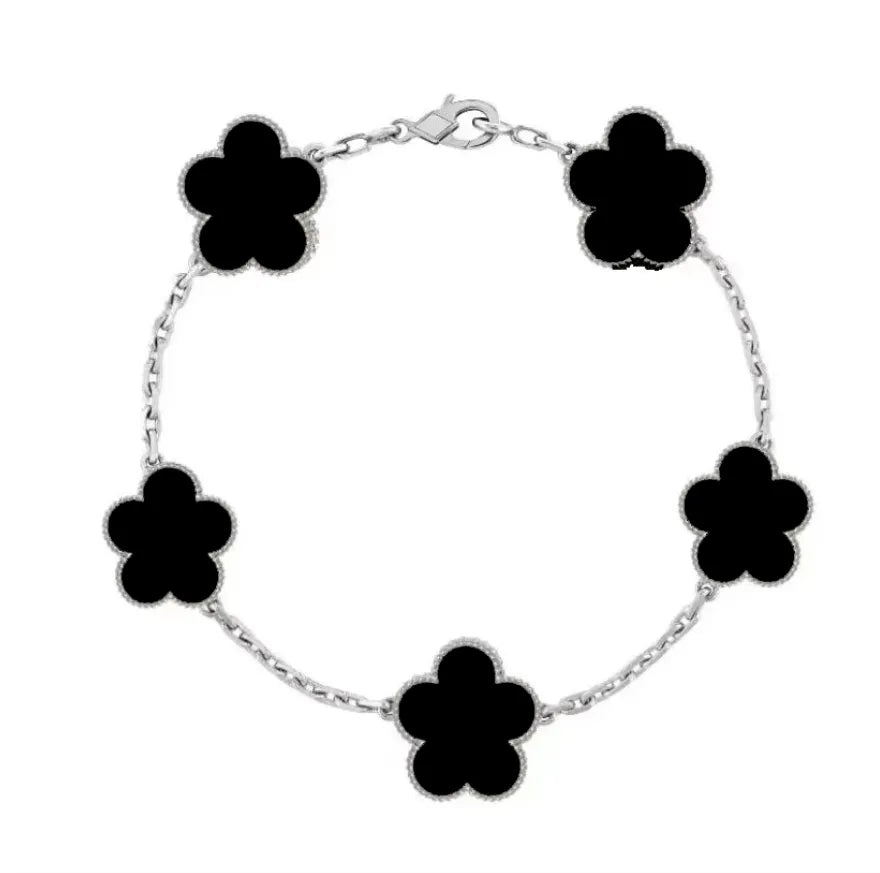 Clover Bracelet for Men and Women Jewelry Leaf Bracelets 18K Gold Silver Plate Agate Diamond Fashion Charm Chain Wedding Gift Party