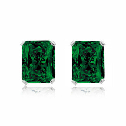 Women'S 925 Sterling Silver 2.00CTTW Emerald Cut Emerald Stud Earrings 7X5Mm
