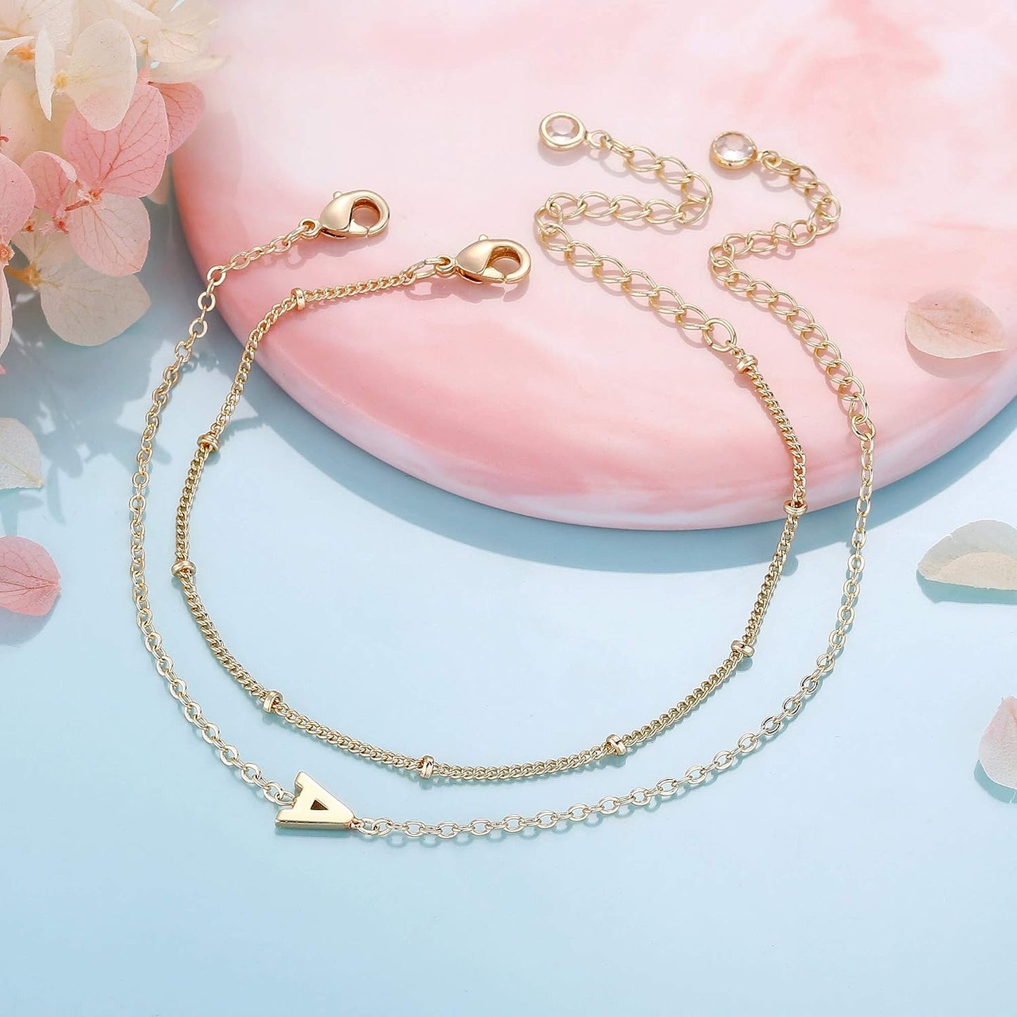 Initial Bracelets for Women - Layered Letter Bracelet Initial A-Z Charm, Dainty Gold/Silver/Rose Gold Jewelry for Women Birthday Gifts Personalized Gold Jewelry Initial Bracelets