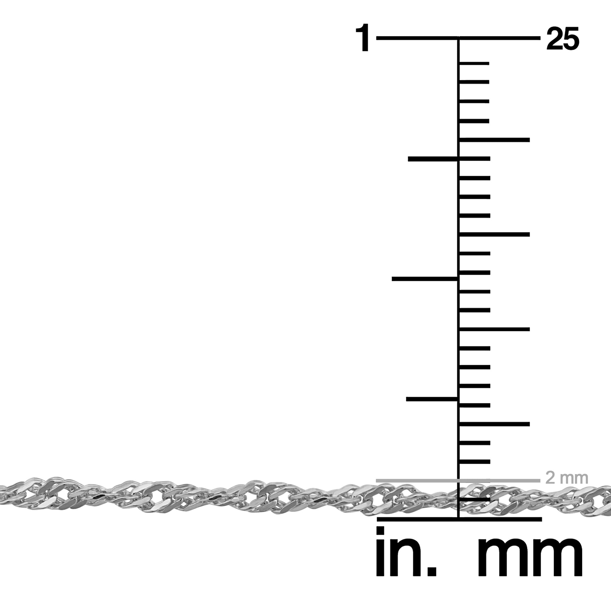 Kooljewelry 14K White Gold Filled Singapore Chain Necklace (2 Mm, 18 Inch)