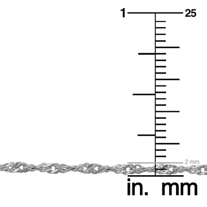 Kooljewelry 14K White Gold Filled Singapore Chain Necklace (2 Mm, 18 Inch)
