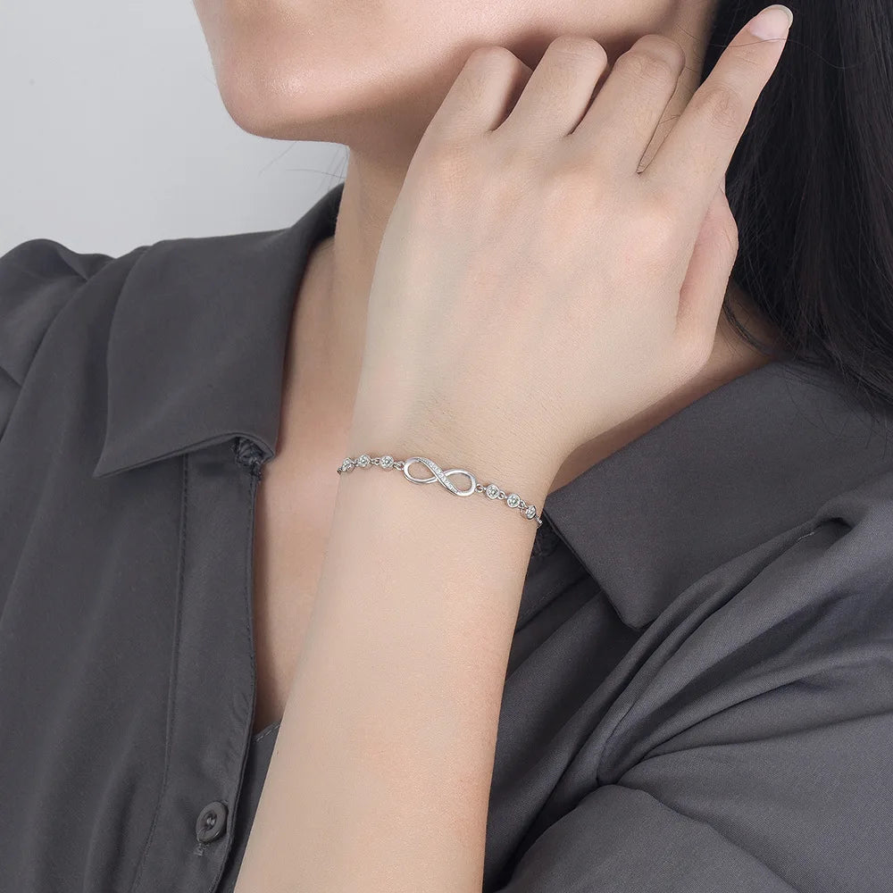 New Fine 925 Sterling Silver Pretty Crystal Bracelets for Women Fashion Jewelry Party Wedding Accessories Valentine'S Day Gifts