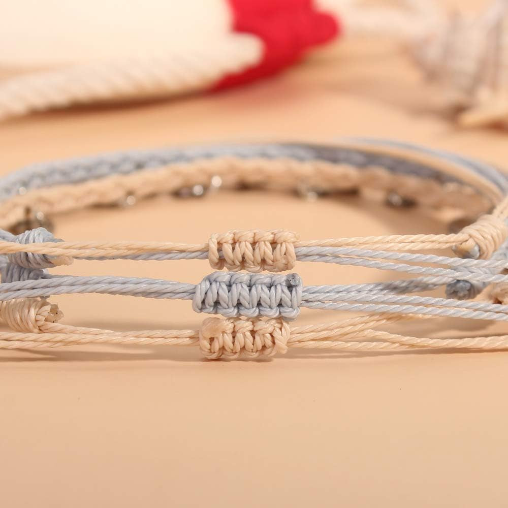 String Ankle Bracelets Waterproof Rope Anklets Braided Beach Boho Coin Anklets Cute Friendship Foot Jewelry for Women