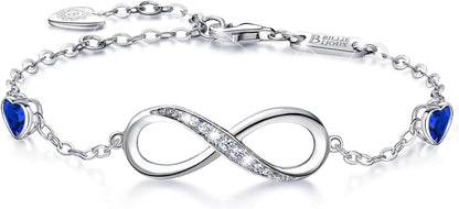 Infinity Love Bracelets for Women 925 Sterling Silver Womens Bracelet Love Symbol Charm Adjustable Bracelet Jewelry