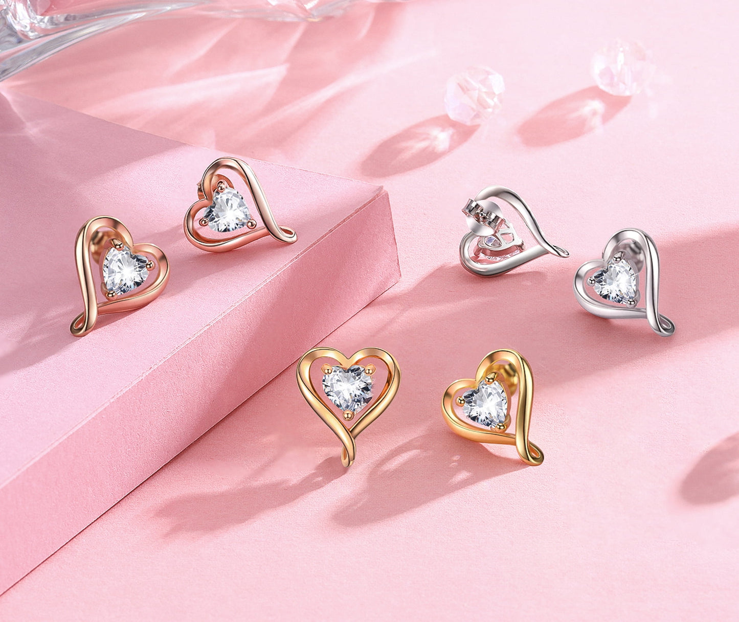 Heart Earrings for Women Sterling Silver 925 ,5A Cubic Zircon Jewelry Festival Gift for Her