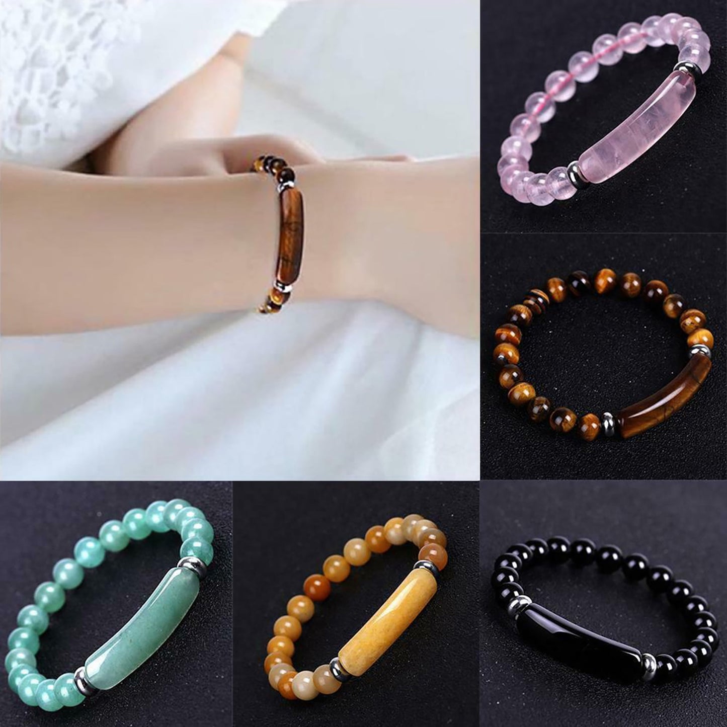 8Mm Tiger Eye Stretch Bracelet Crystal Handmade Bracelet Gifts for Women