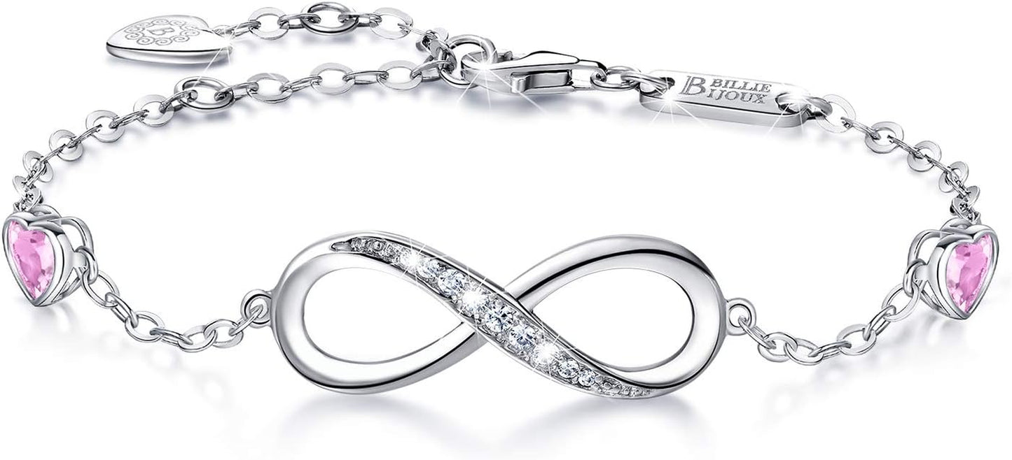Infinity Love Bracelets for Women 925 Sterling Silver Womens Bracelet Love Symbol Charm Adjustable Bracelet Jewelry