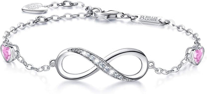 Infinity Love Bracelets for Women 925 Sterling Silver Womens Bracelet Love Symbol Charm Adjustable Bracelet Jewelry