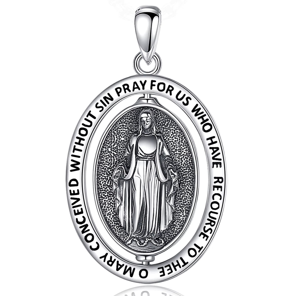 925 Sterling Silver Virgin Mary Cross Amulet Pendant