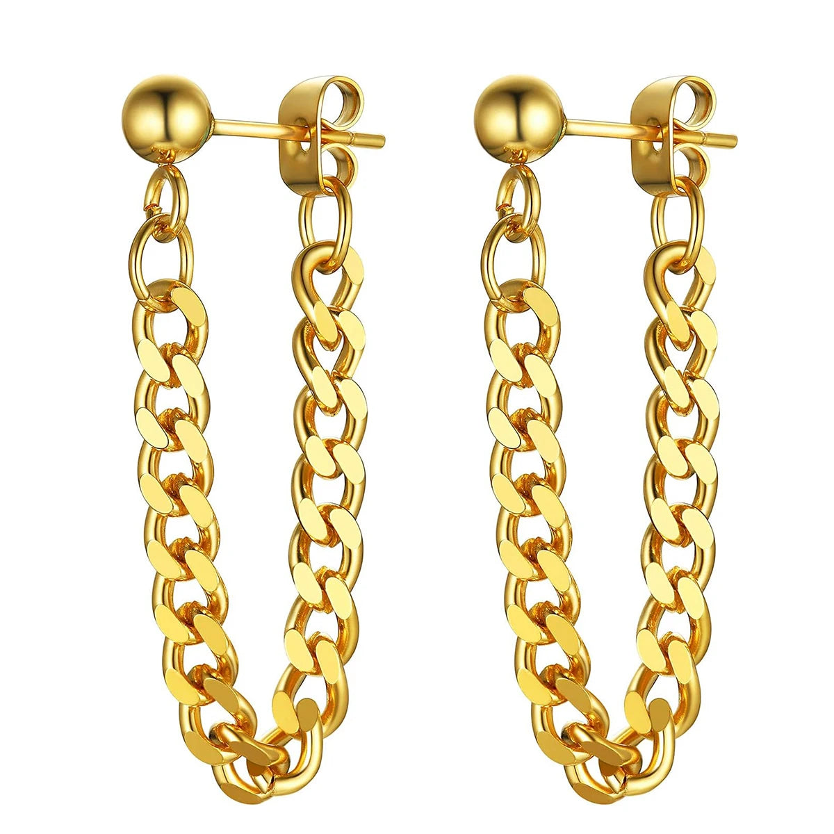 2 Pairs Stud Earrings Stainless Steel Punk Hypoallergenic Hoop Earrings for Men Women Jewelry Gift