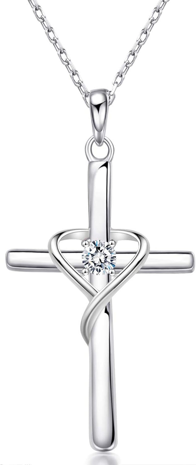 925 Sterling Silver Cross Necklace for Women Men 5A CZ Birthstone Necklaces 14K Gold Plated or Rose Gold Necklace for Easter or Mother'S Day