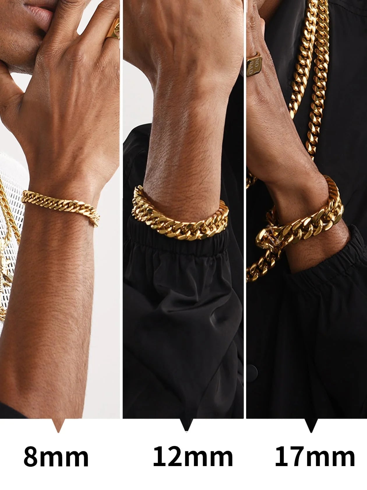 Men Stainless Steel 17Mm Cuban Chain Bracelets Hip Pop Chunky Franco Gold Plated Chain Bracelet 9 Inch Chains Jewelry Birthday Teen Graduation Father'S Day Gifts