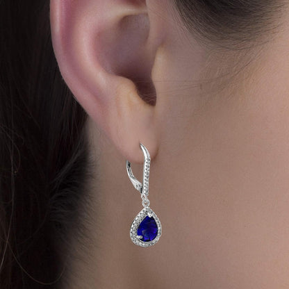 2 Cttw Cubic Zirconia Teardrop Dangle Earrings for Women Rhodium Plated 925 Sterling Silver
