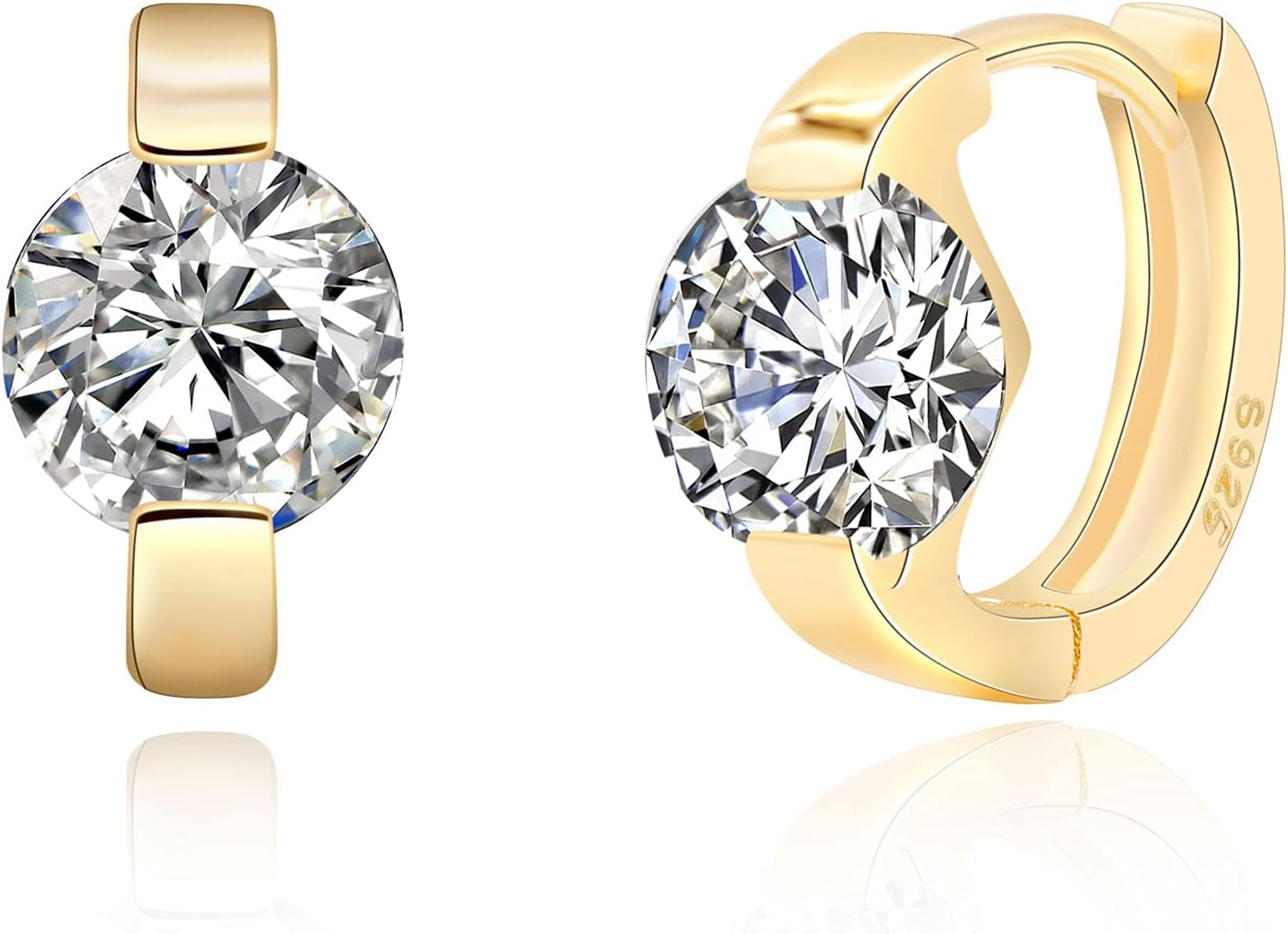 Small Gold Hoop Earrings for Women 14K Real Gold Plated Cubic Zirconia Huggie Earrings Tiny Cute Cartilage Hypoallergenic Earrings Jewelry Gifts for Women