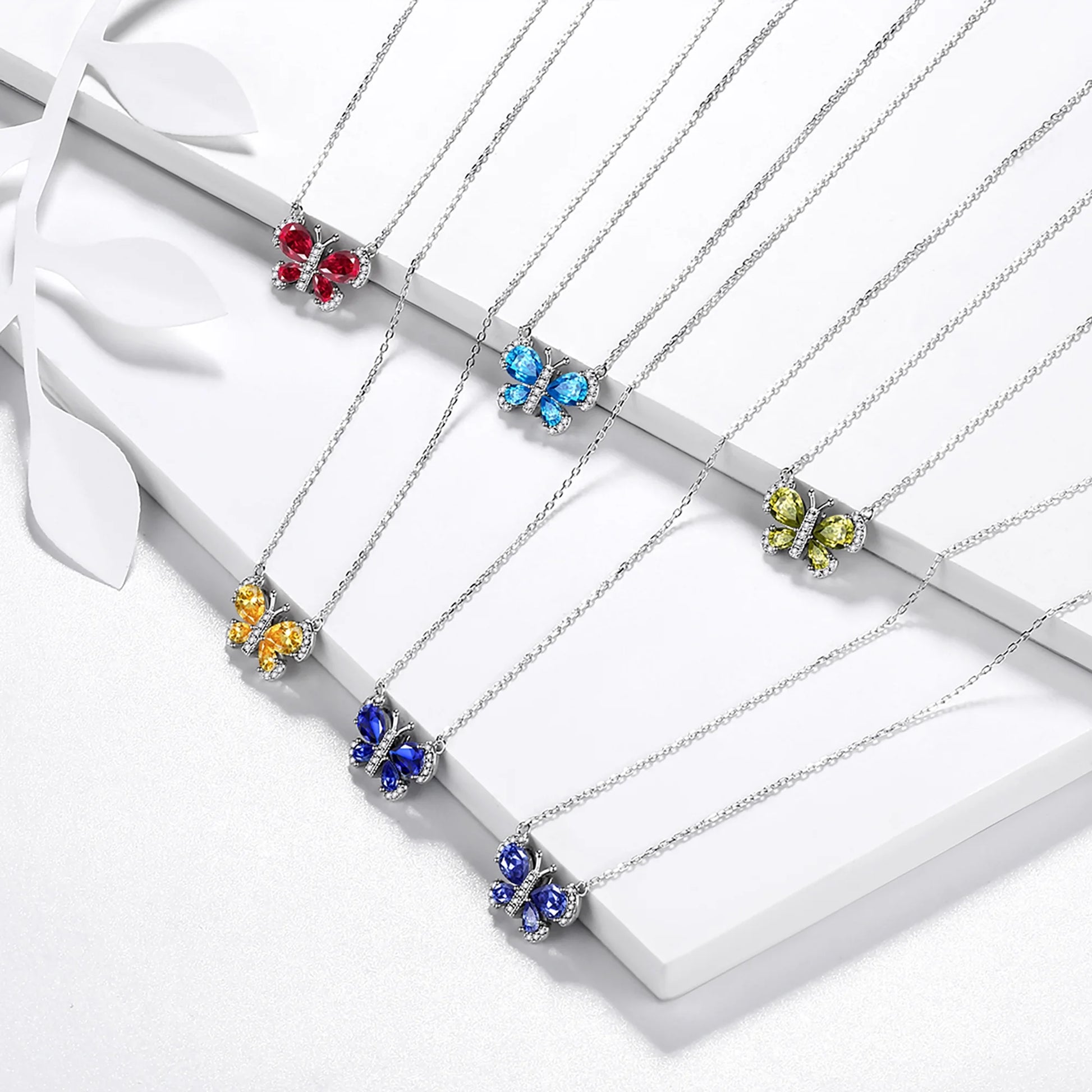 925 Sterling Silver Birthstone Necklace,Butterfly Pendant Necklace Fine Jewelry Anniversary Birthday Christmas Gifts for Women