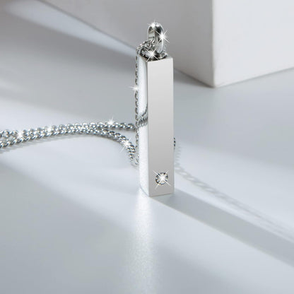 Crystal Black Cremation Jewelry for Ashes Silver Urn Necklace for Ashes, Birthstone Cube Urns Memorial Ashes Necklace Pendant Keepsake, Cremation Urn Jewelry Bar Locket with CZ