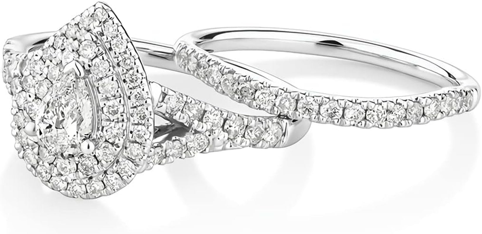 1 Carat Bridal Set Moissanite Engagement Rings for Women Platinum Plated Silver Rings Moissanite Rings